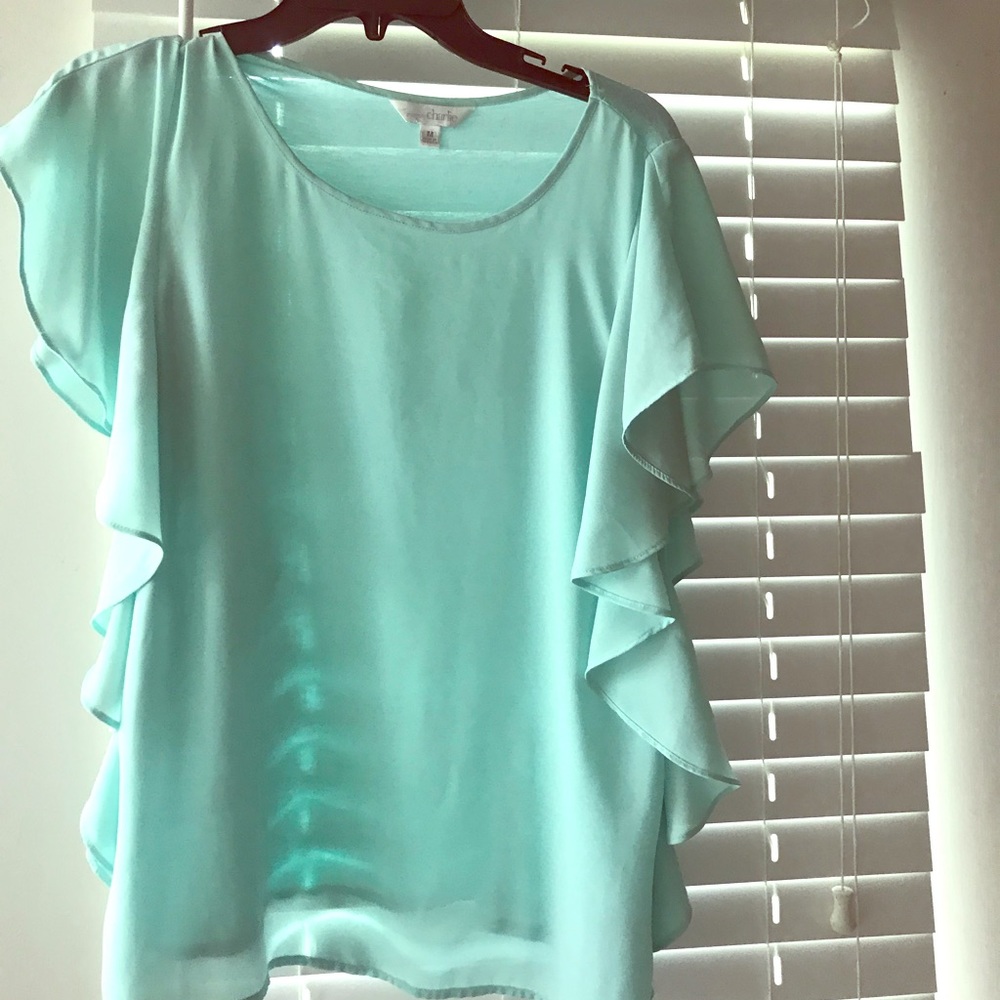 Baby blue ruffle top